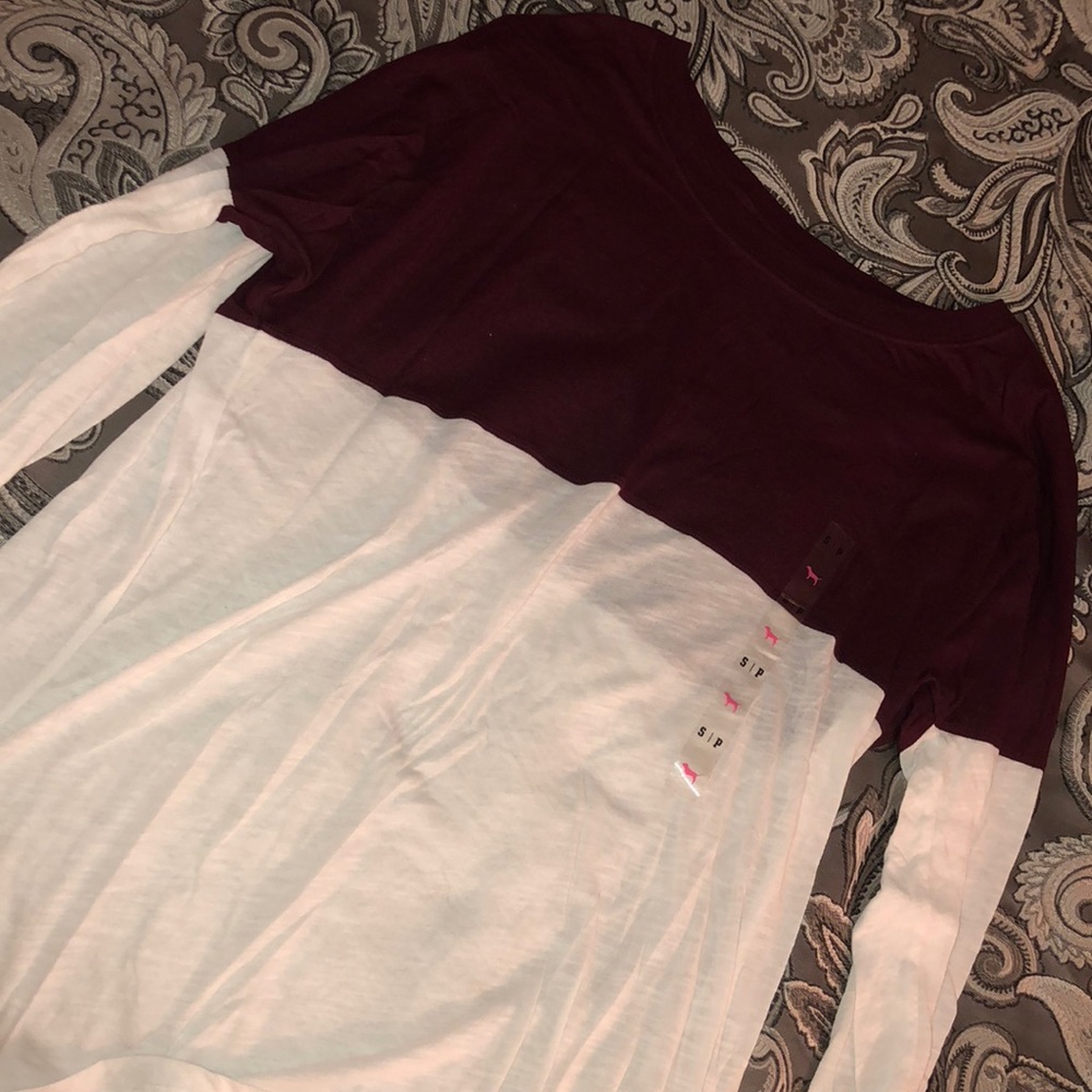 Maroon/White pull over long sleeve Victoria Secret